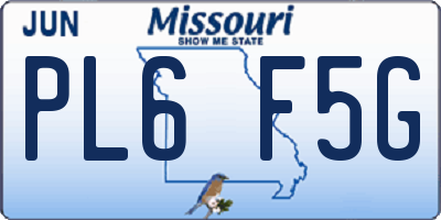 MO license plate PL6F5G