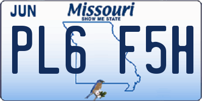 MO license plate PL6F5H