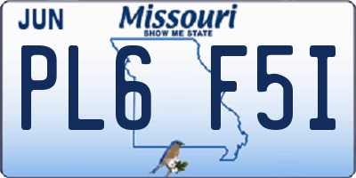 MO license plate PL6F5I
