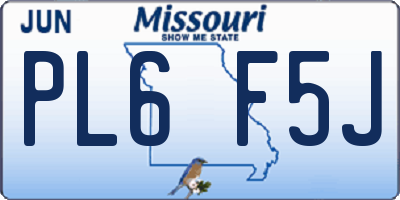 MO license plate PL6F5J