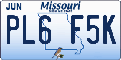 MO license plate PL6F5K