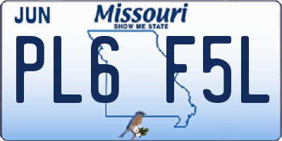 MO license plate PL6F5L