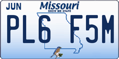 MO license plate PL6F5M