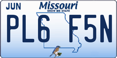 MO license plate PL6F5N