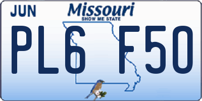MO license plate PL6F5O