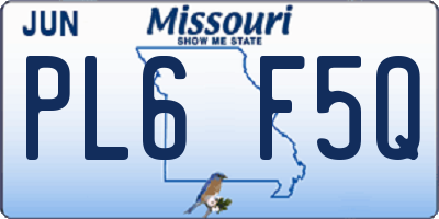 MO license plate PL6F5Q