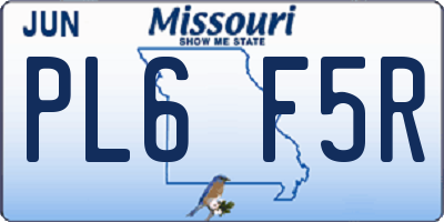 MO license plate PL6F5R