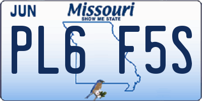 MO license plate PL6F5S