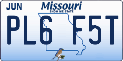 MO license plate PL6F5T