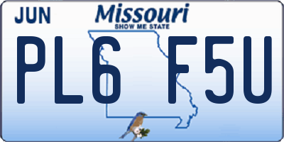 MO license plate PL6F5U