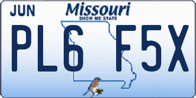 MO license plate PL6F5X