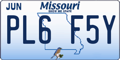 MO license plate PL6F5Y