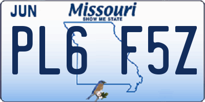 MO license plate PL6F5Z