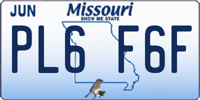 MO license plate PL6F6F