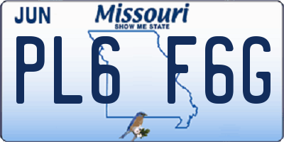 MO license plate PL6F6G