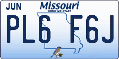 MO license plate PL6F6J