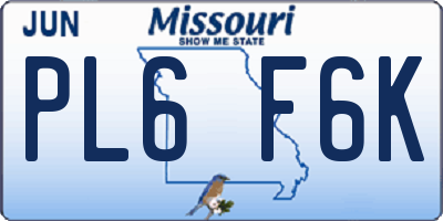 MO license plate PL6F6K