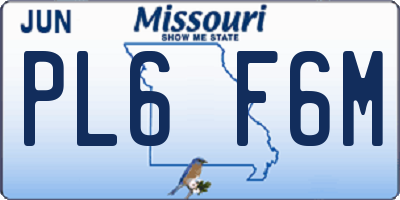 MO license plate PL6F6M