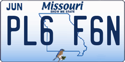 MO license plate PL6F6N