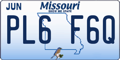 MO license plate PL6F6Q