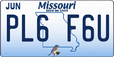 MO license plate PL6F6U