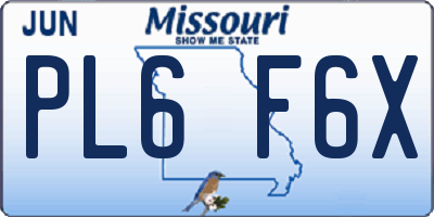 MO license plate PL6F6X