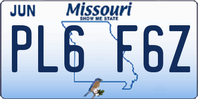 MO license plate PL6F6Z