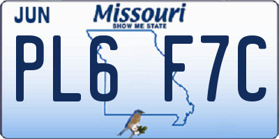 MO license plate PL6F7C