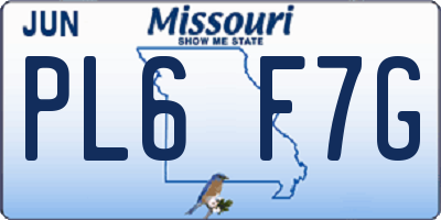 MO license plate PL6F7G