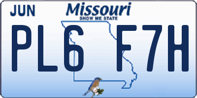 MO license plate PL6F7H