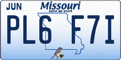 MO license plate PL6F7I