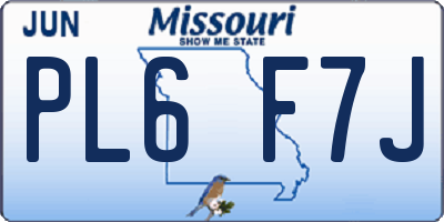MO license plate PL6F7J