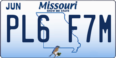MO license plate PL6F7M
