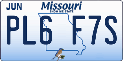 MO license plate PL6F7S