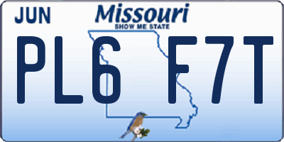 MO license plate PL6F7T
