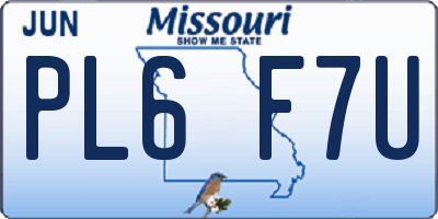 MO license plate PL6F7U