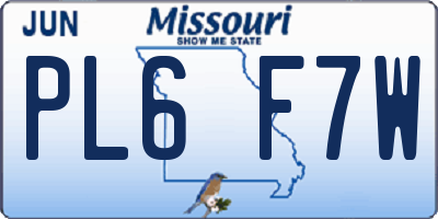 MO license plate PL6F7W