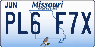 MO license plate PL6F7X