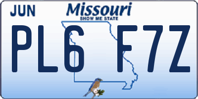 MO license plate PL6F7Z