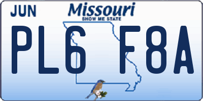 MO license plate PL6F8A
