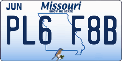 MO license plate PL6F8B