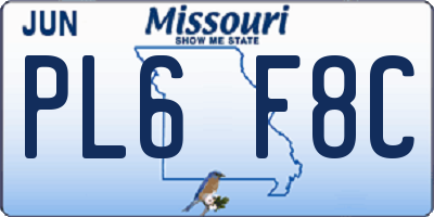 MO license plate PL6F8C