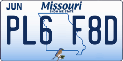 MO license plate PL6F8D