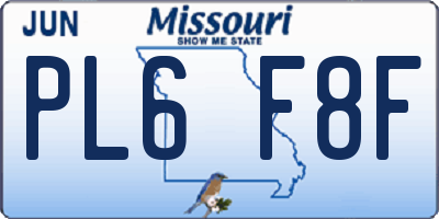MO license plate PL6F8F