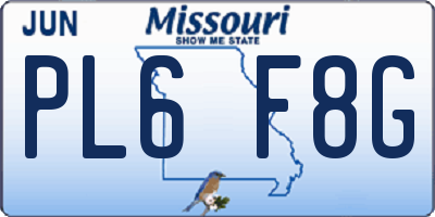 MO license plate PL6F8G