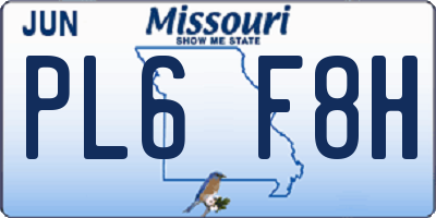 MO license plate PL6F8H