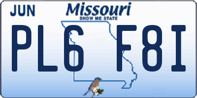 MO license plate PL6F8I