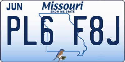 MO license plate PL6F8J