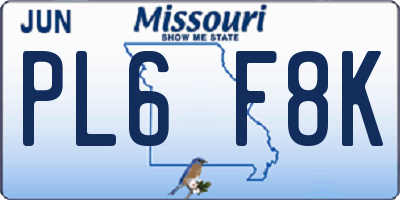 MO license plate PL6F8K