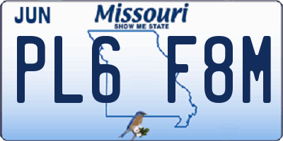 MO license plate PL6F8M